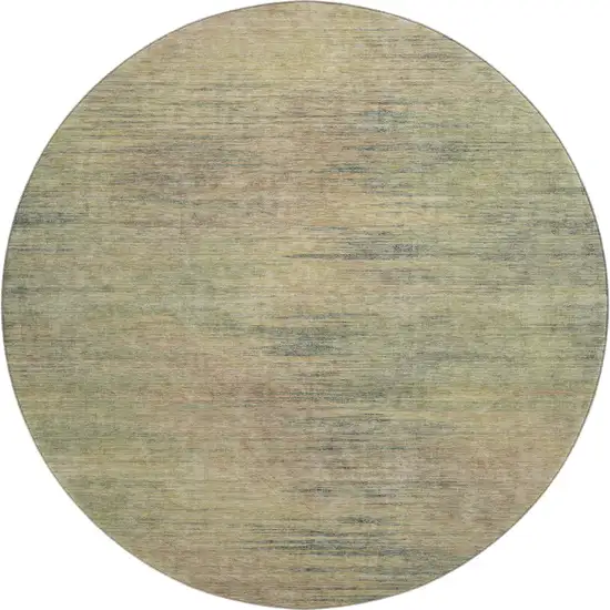 8' Artichoke Green Gold And Copper Abstract Washable Round Rug With UV Protection Photo 1