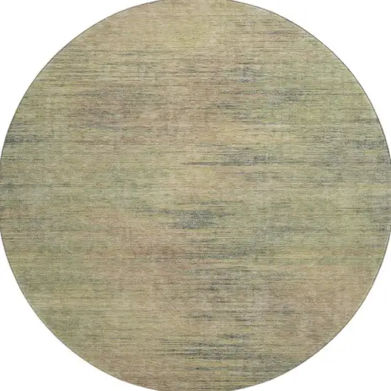 8' Artichoke Green Gold And Copper Abstract Washable Round Rug With UV Protection Photo 4