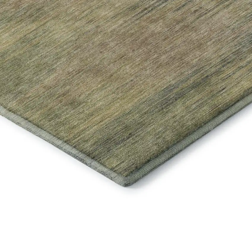 8' Artichoke Green Gold And Copper Abstract Washable Round Rug With UV Protection Photo 7