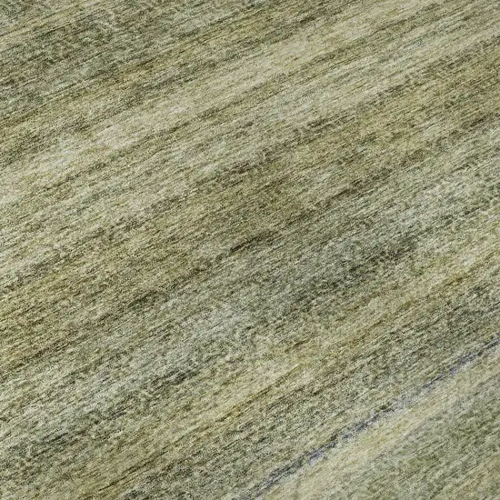 8' Artichoke Green Gray And Beige Striped Washable Round Rug With UV Protection Photo 7