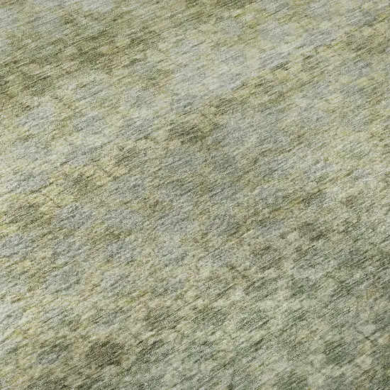 8' Artichoke Green Gray And Beige Striped Washable Round Rug With UV Protection Photo 8