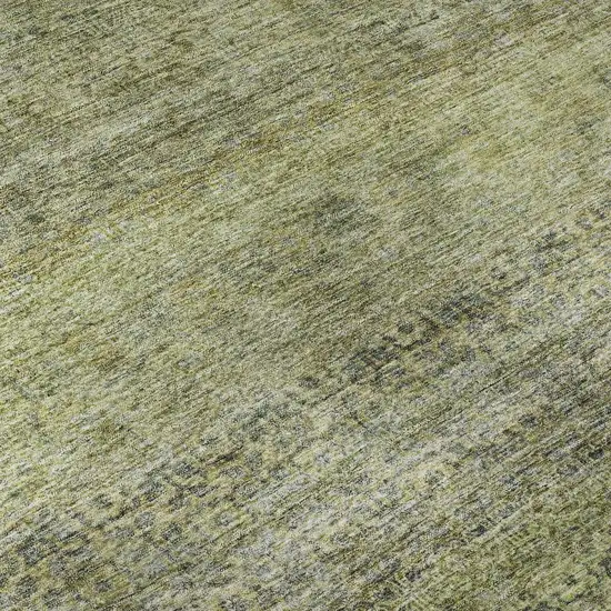 8' Artichoke Green Gray And Beige Striped Washable Round Rug With UV Protection Photo 8