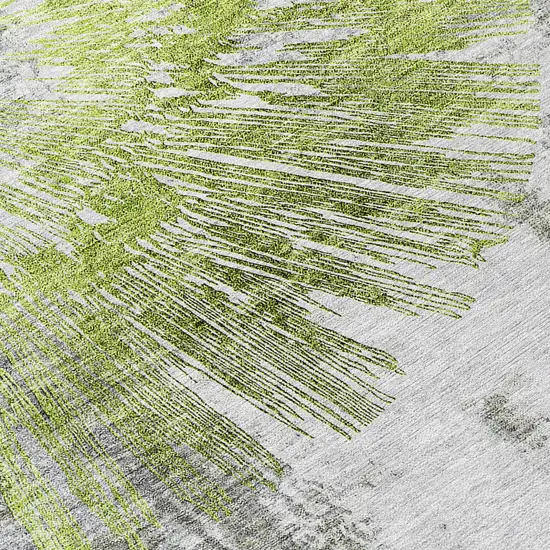 8' Artichoke Green Gray And Charcoal Round Abstract Washable Indoor Outdoor Area Rug Photo 8