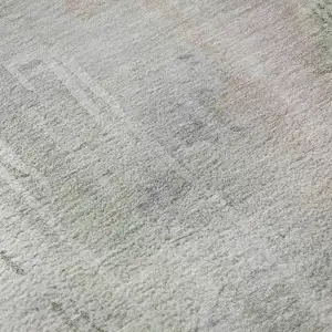 Photo of 8' Artichoke Green Gray And Purple Abstract Washable Area Rug With UV Protection