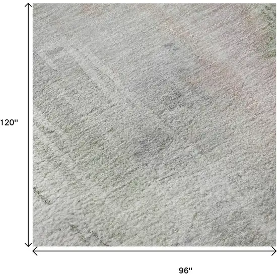 8' Artichoke Green Gray And Purple Abstract Washable Area Rug With UV Protection Photo 8