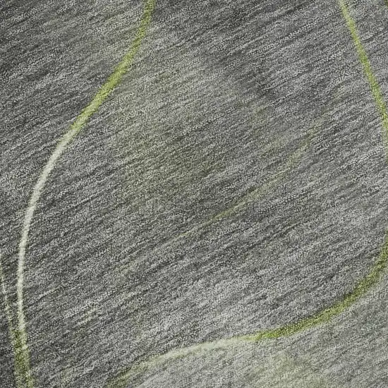 8' Artichoke Green Gray And Silver Abstract Washable Round Rug With UV Protection Photo 8