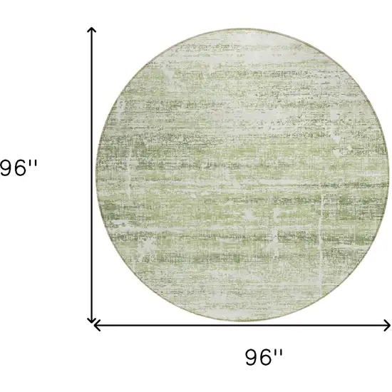 8' Artichoke Green Green And Ivory Round Abstract Washable Indoor Outdoor Area Rug Photo 8