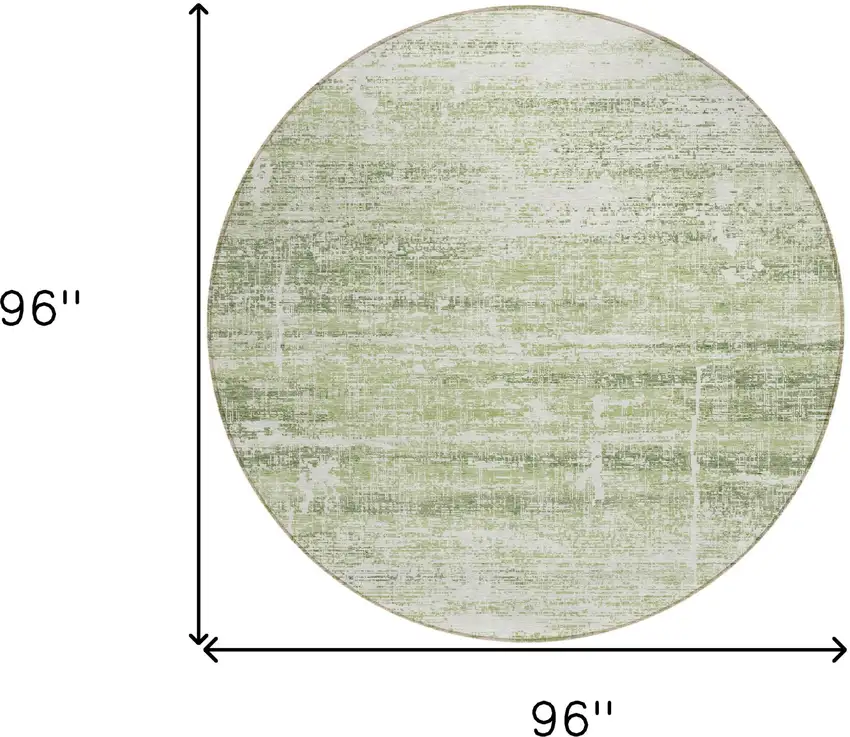 8' Artichoke Green Green And Ivory Round Abstract Washable Indoor Outdoor Area Rug Photo 8