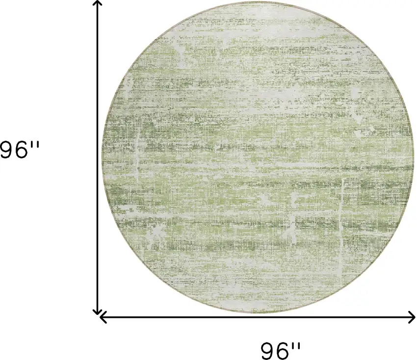 8' Artichoke Green Green And Ivory Round Abstract Washable Indoor Outdoor Area Rug Photo 8