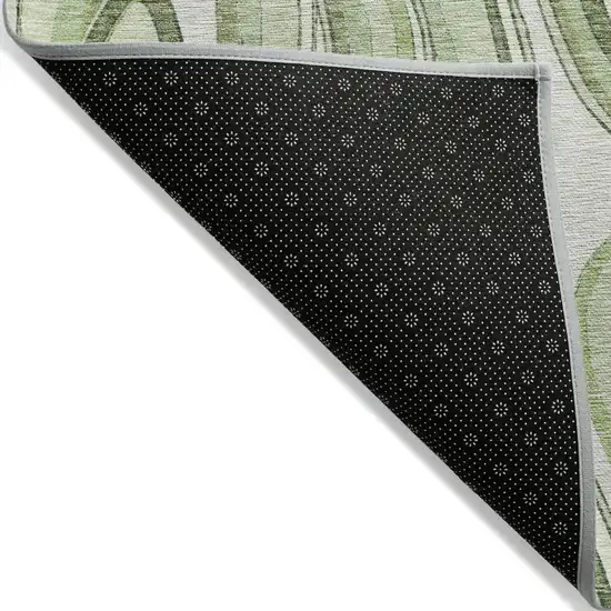 8' Artichoke Green Green And Ivory Round Abstract Washable Indoor Outdoor Area Rug Photo 2