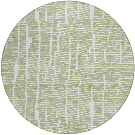8' Artichoke Green Green And Ivory Round Abstract Washable Indoor Outdoor Area Rug Photo 2