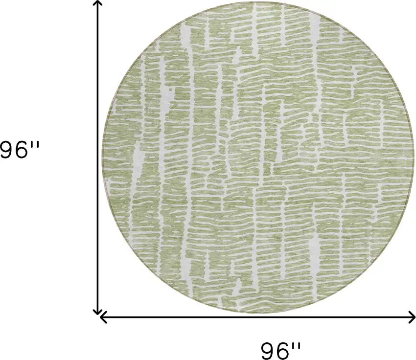 8' Artichoke Green Green And Ivory Round Abstract Washable Indoor Outdoor Area Rug Photo 3