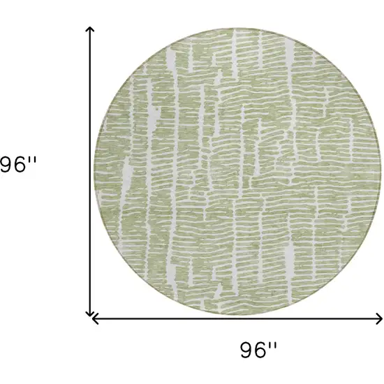8' Artichoke Green Green And Ivory Round Abstract Washable Indoor Outdoor Area Rug Photo 3