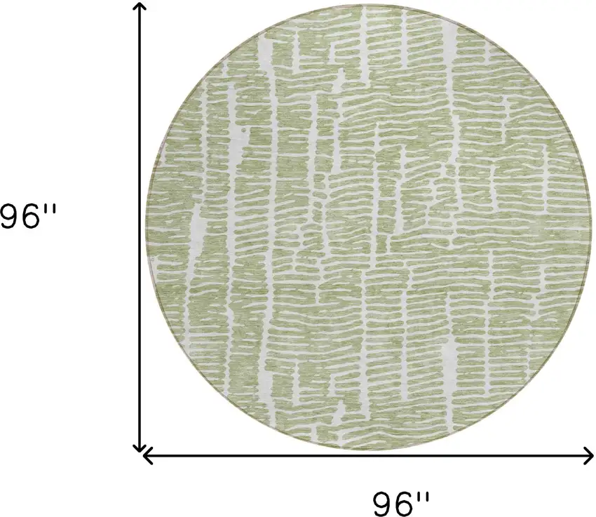 8' Artichoke Green Green And Ivory Round Abstract Washable Indoor Outdoor Area Rug Photo 3