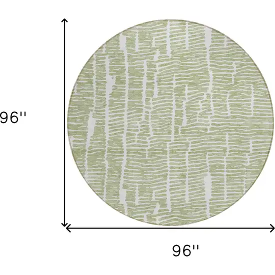 8' Artichoke Green Green And Ivory Round Abstract Washable Indoor Outdoor Area Rug Photo 3