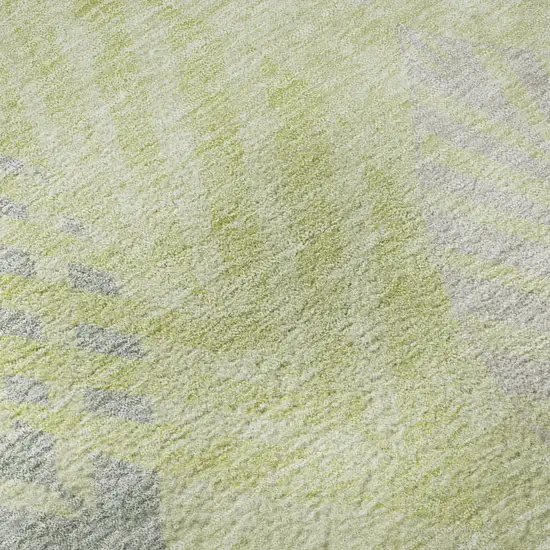 8' Artichoke Green Ivory And Beige Floral Washable Round Rug With UV Protection Photo 8