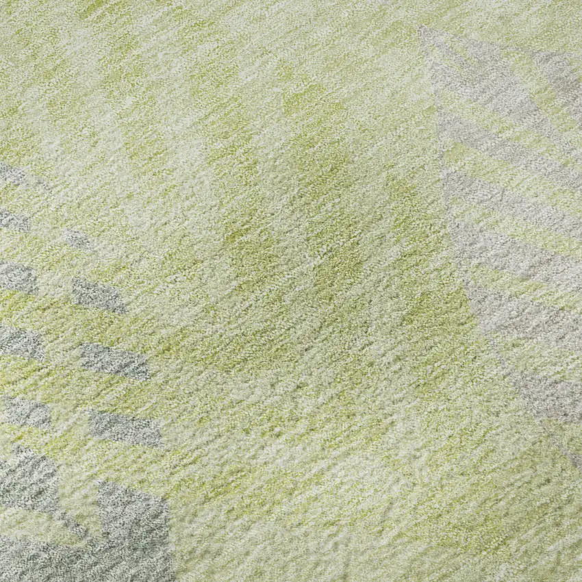 8' Artichoke Green Ivory And Beige Floral Washable Round Rug With UV Protection Photo 8