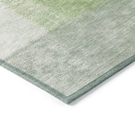 8' Artichoke Green Ivory And Brown Round Abstract Washable Indoor Outdoor Area Rug Photo 6