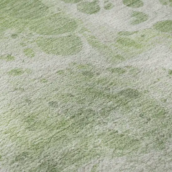 8' Artichoke Green Ivory And Gray Abstract Washable Round Rug With UV Protection Photo 8