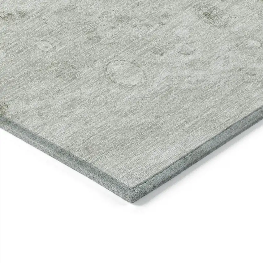 8' Artichoke Green Ivory And Gray Round Abstract Washable Indoor Outdoor Area Rug Photo 7