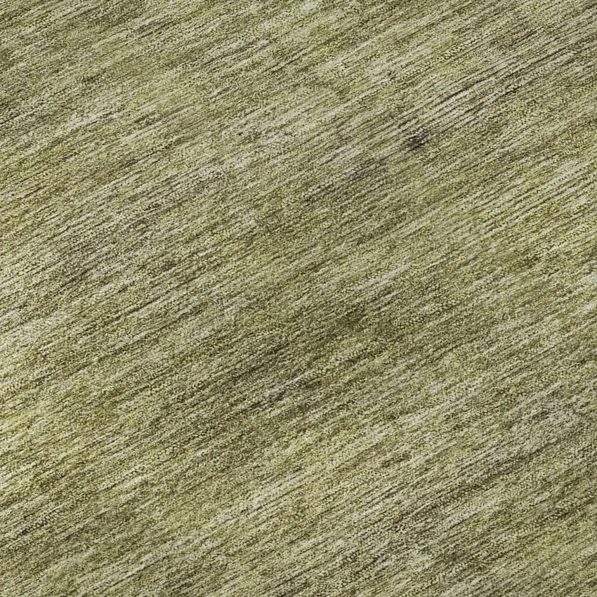 8' Artichoke Green Ivory And Gray Striped Washable Round Rug With UV Protection Photo 8