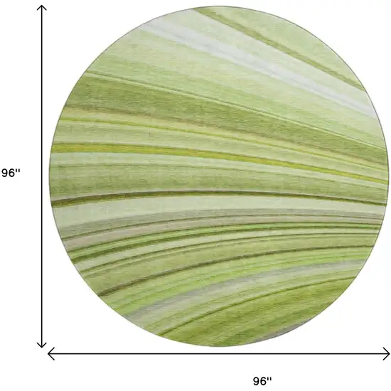 8' Artichoke Green Ivory And Purple Abstract Washable Round Rug With UV Protection Photo 9