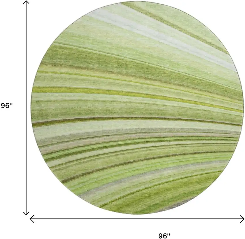 8' Artichoke Green Ivory And Purple Abstract Washable Round Rug With UV Protection Photo 9