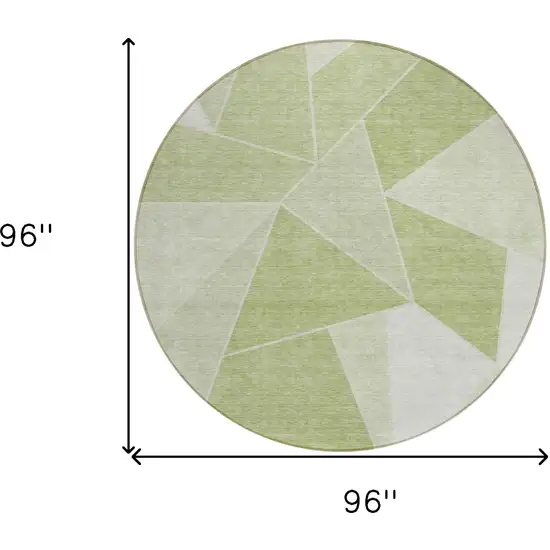 8' Artichoke Green Mint Green And Sage Round Geometric Washable Indoor Outdoor Area Rug Photo 9
