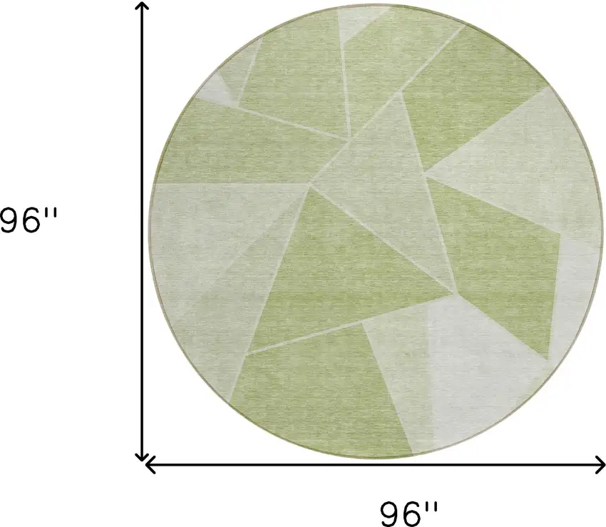 8' Artichoke Green Mint Green And Sage Round Geometric Washable Indoor Outdoor Area Rug Photo 9