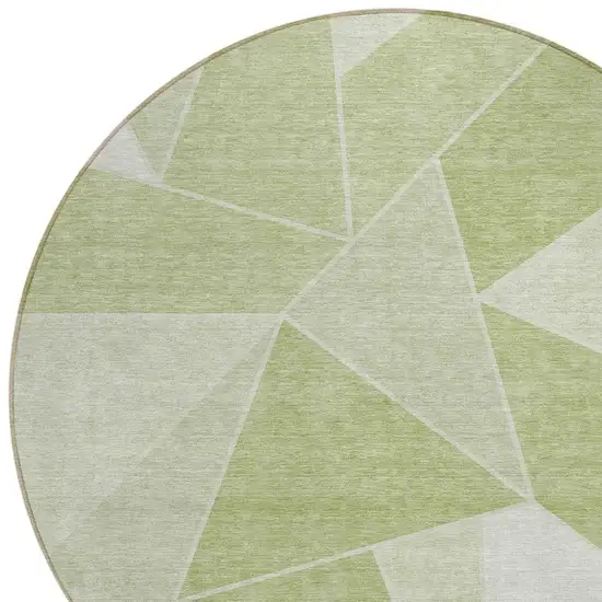 8' Artichoke Green Mint Green And Sage Round Geometric Washable Indoor Outdoor Area Rug Photo 4