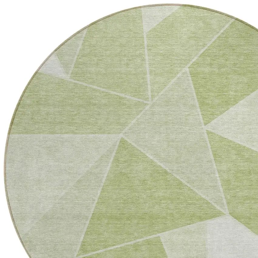 8' Artichoke Green Mint Green And Sage Round Geometric Washable Indoor Outdoor Area Rug Photo 4