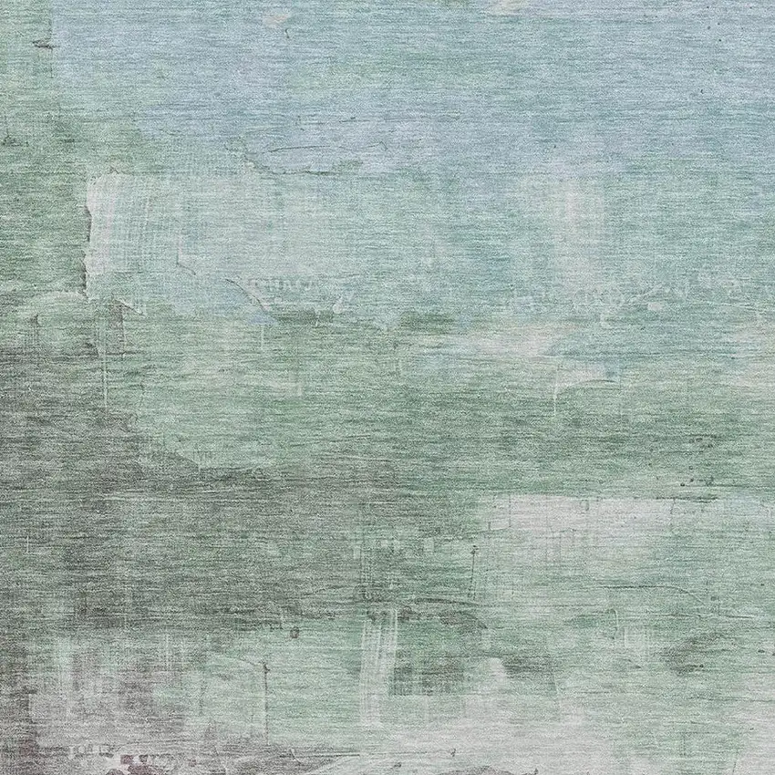 8' Artichoke Green Pale Aqua And Blush Abstract Washable Area Rug With UV Protection Photo 2