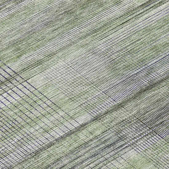 8' Artichoke Green Purple And Fern Green Round Striped Washable Indoor Outdoor Area Rug Photo 8