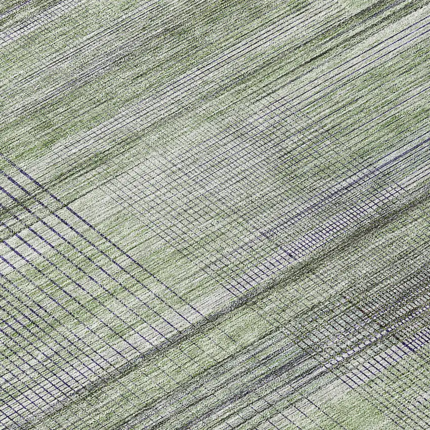 8' Artichoke Green Purple And Fern Green Round Striped Washable Indoor Outdoor Area Rug Photo 8