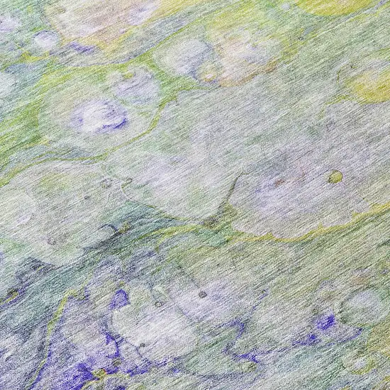 8' Artichoke Green Purple And Lilac Round Abstract Washable Indoor Outdoor Area Rug Photo 4