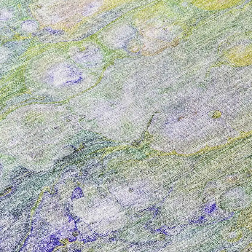 8' Artichoke Green Purple And Lilac Round Abstract Washable Indoor Outdoor Area Rug Photo 4
