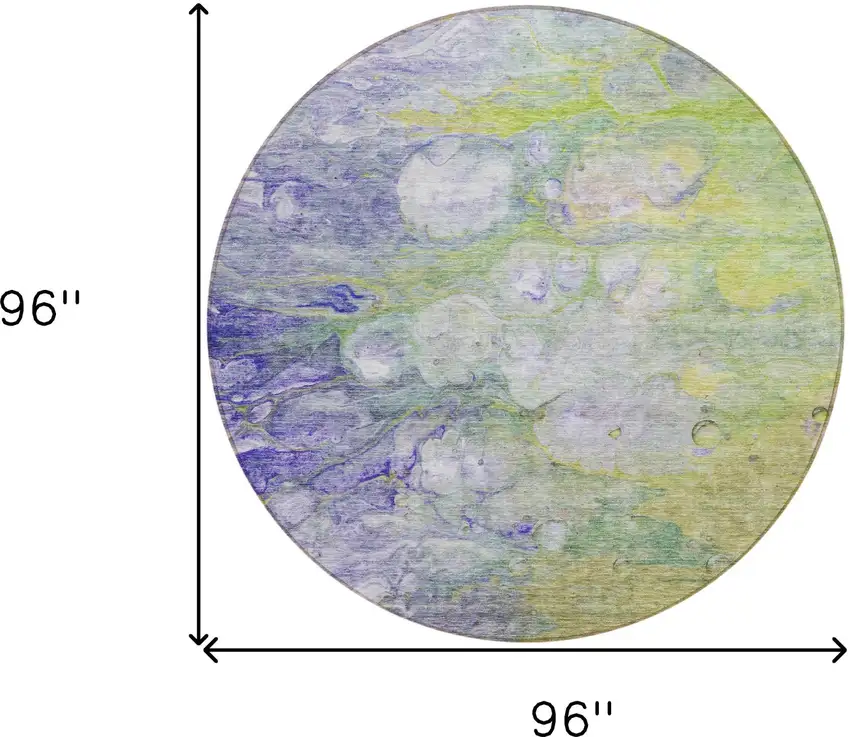 8' Artichoke Green Purple And Lilac Round Abstract Washable Indoor Outdoor Area Rug Photo 9