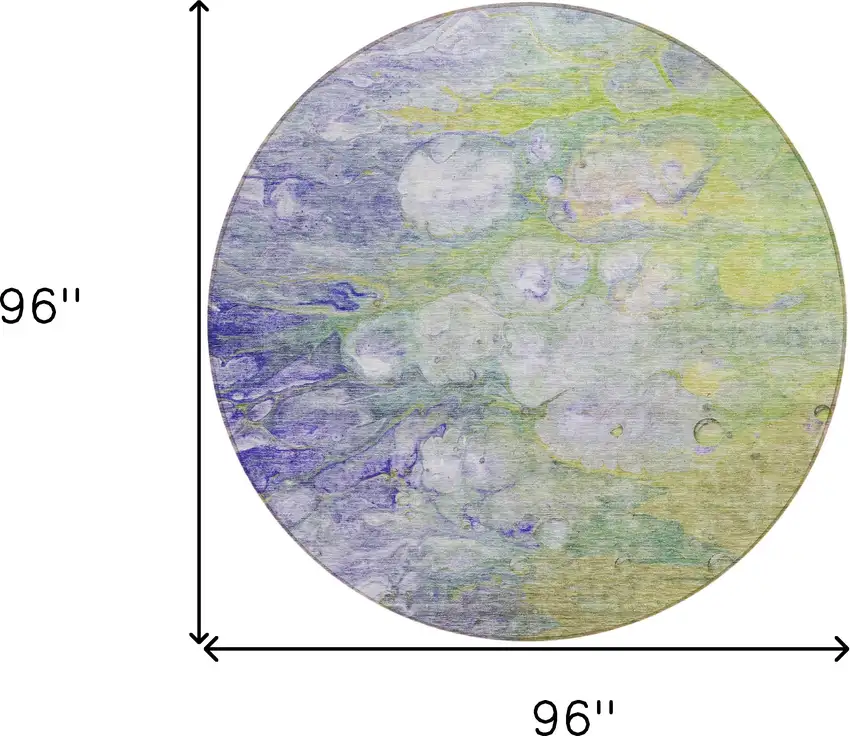 8' Artichoke Green Purple And Lilac Round Abstract Washable Indoor Outdoor Area Rug Photo 9