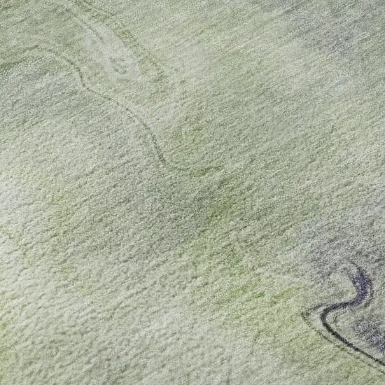 8' Artichoke Green Silver And Lavender Abstract Washable Round Rug With UV Protection Photo 8