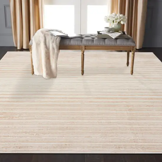 8' Beige Abstract Distressed Runner Rug Photo 9