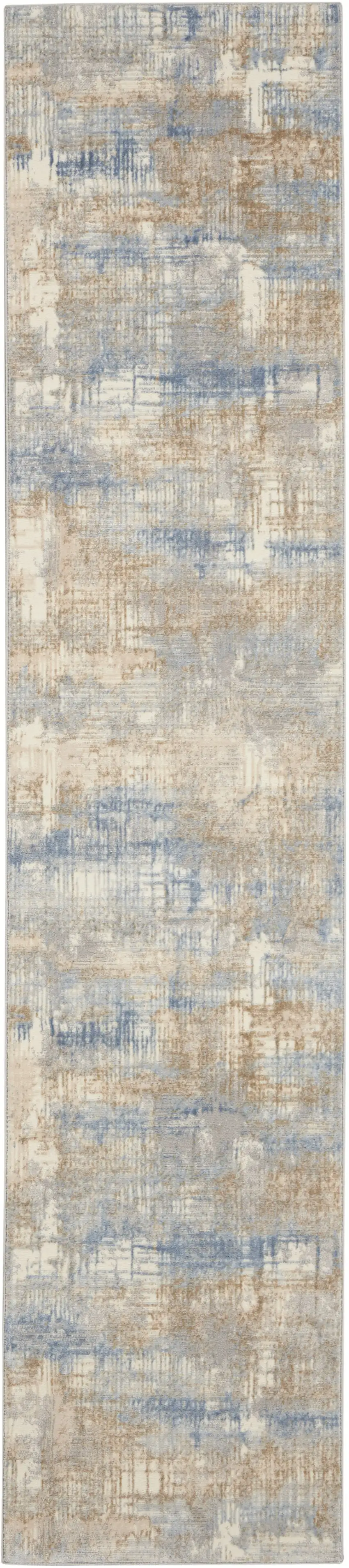 10' Beige Abstract Power Loom Runner Rug Photo 2