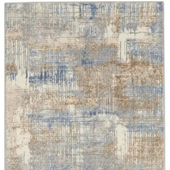 10' Beige Abstract Power Loom Runner Rug Photo 4