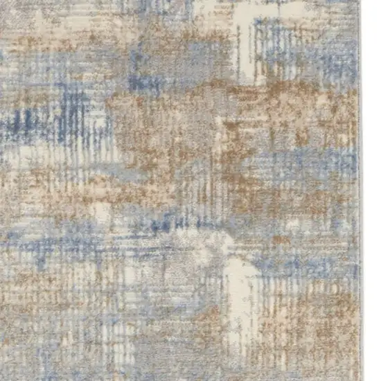 10' Beige Abstract Power Loom Runner Rug Photo 3