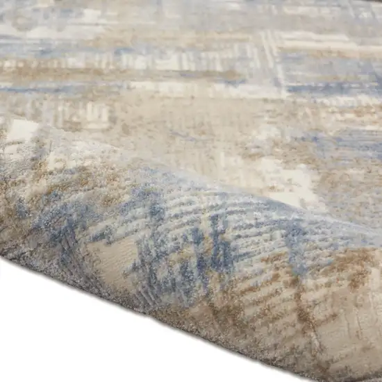 10' Beige Abstract Power Loom Runner Rug Photo 8