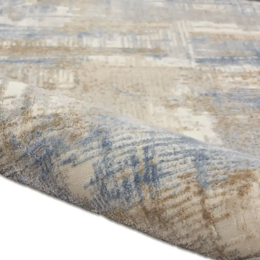 10' Beige Abstract Power Loom Runner Rug Photo 8