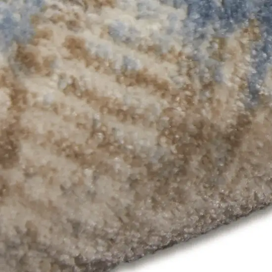 10' Beige Abstract Power Loom Runner Rug Photo 7