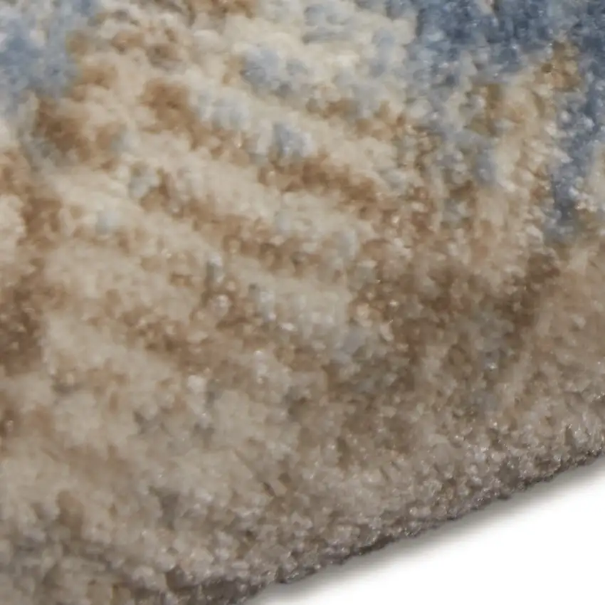 10' Beige Abstract Power Loom Runner Rug Photo 7