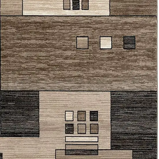 13' Beige Abstract Power Loom Runner Rug Photo 3