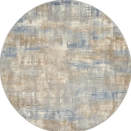6' Beige Abstract Round Rug Photo 3
