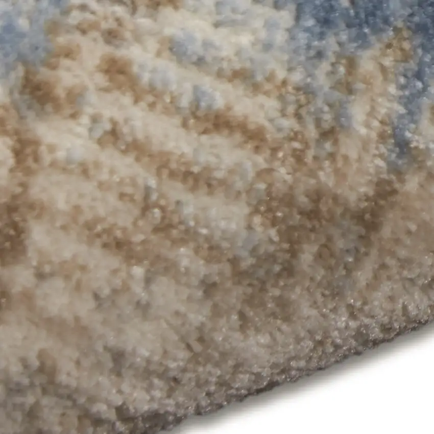 7' Beige Abstract Runner Rug Photo 7